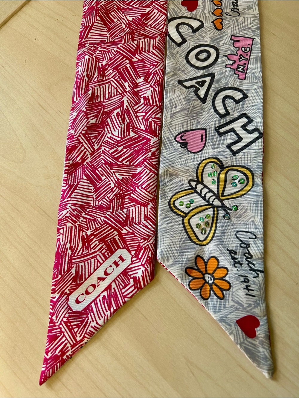 Coach Poppy Butterfly Graffiti Scarf Sequins Rare Find